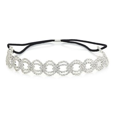 Silver crystal diamante weave headband
